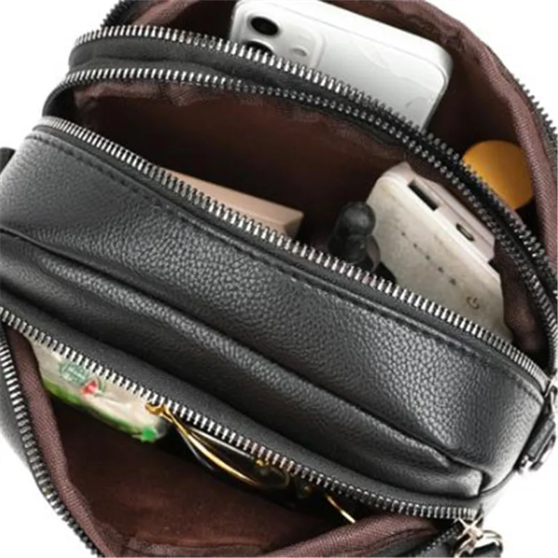 Women&rsquo;s Leather Crossbody Bag, Multi Zip Pocket, Stylish Shoulder Purse with Adjustable Strap, Perfect for Daily Use, Outings
