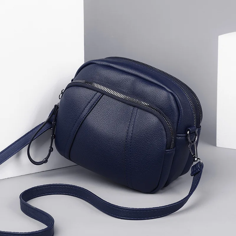 Women&rsquo;s Leather Crossbody Bag, Multi Zip Pocket, Stylish Shoulder Purse with Adjustable Strap, Perfect for Daily Use, Outings